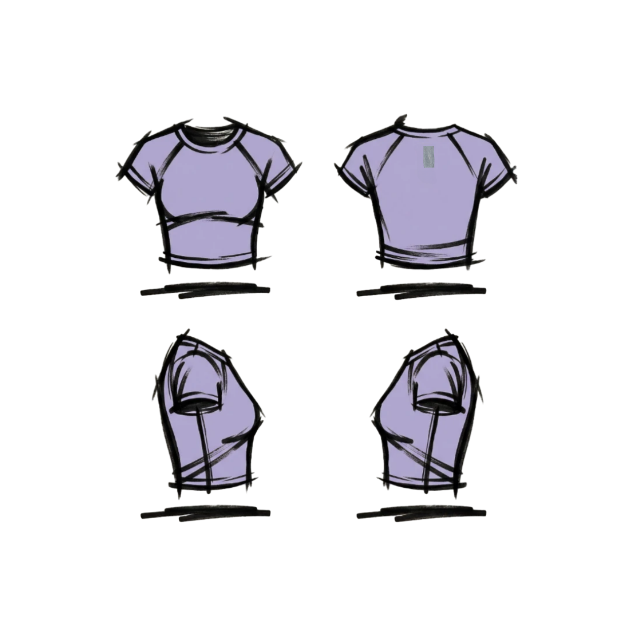 sportliche Cropped Shirt - lila