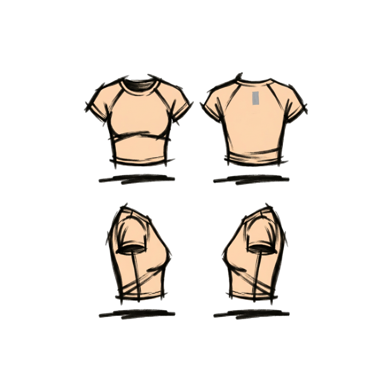 sportliche Cropped Shirt - beige