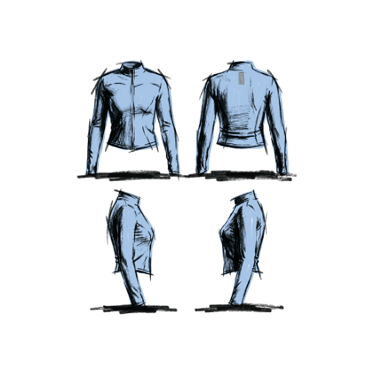 Bodyfit Zipper - blue